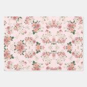 Roze op Roze Floral Inpakpapier Vel (Voorkant)
