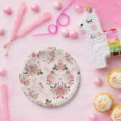 Roze op Roze  Floral Papieren Bordje (Feest)