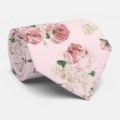 Roze op Roze  Floral Stropdas (Opgerold)