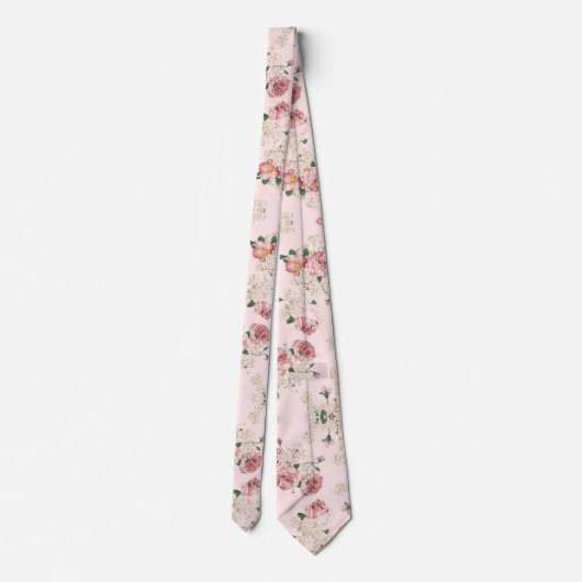 Roze op Roze  Floral Stropdas (Achterkant)