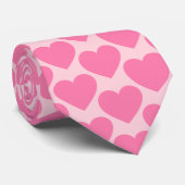 Roze op roze harten stropdas (Opgerold)