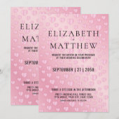 Roze op roze hartsprietjes Uitnodigingsontwerp Kaa Aankondiging (Voorkant / Achterkant)