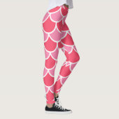 Roze op Roze met White Scallop Design Summer look Leggings (Rechts)