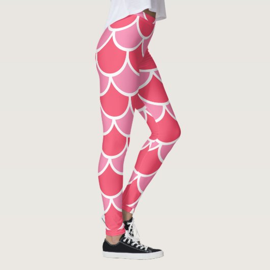 Roze op Roze met White Scallop Design Summer look Leggings (Rechts)