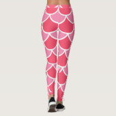 Roze op Roze met White Scallop Design Summer look Leggings (Achterkant)