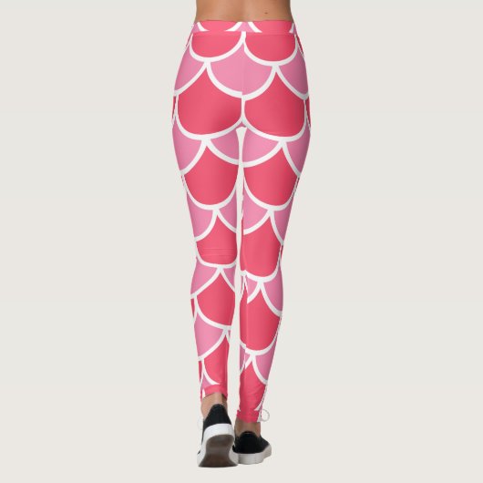Roze op Roze met White Scallop Design Summer look Leggings (Achterkant)