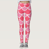 Roze op Roze met White Scallop Design Summer look Leggings (Voorkant)