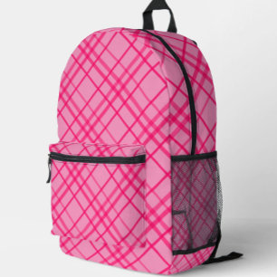 Roze op roze rasterlijn Plaid ontwerp Bedrukte Rugzak