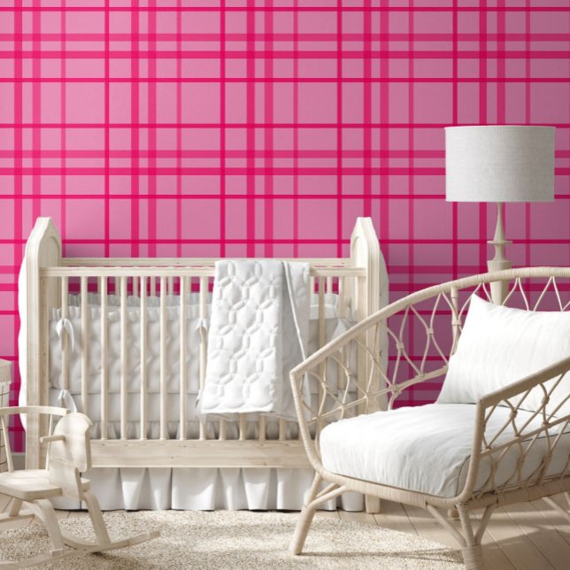 Roze op roze rasterlijn Plaid ontwerp  Behang (Creator heeft geüpload)