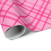 Roze op roze rasterlijn Plaid ontwerp Cadeaupapier (Rol Hoek)