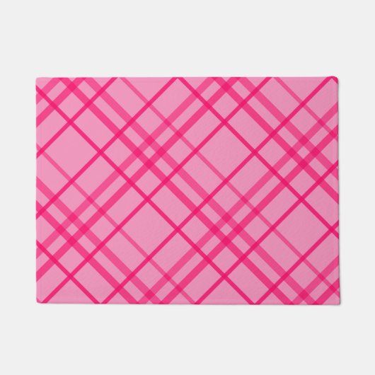 Roze op roze rasterlijn Plaid ontwerp  Deurmat (Voorkant)