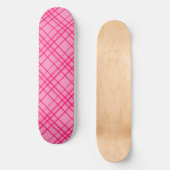 Roze op roze rasterlijn Plaid ontwerp Persoonlijk Skateboard (Voorkant)