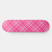 Roze op roze rasterlijn Plaid ontwerp Persoonlijk Skateboard (Horizontaal)