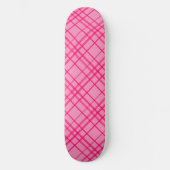 Roze op roze rasterlijn Plaid ontwerp Persoonlijk Skateboard (Voorkant)