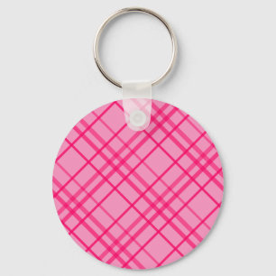 Roze op roze rasterlijn Plaid ontwerp  Sleutelhanger