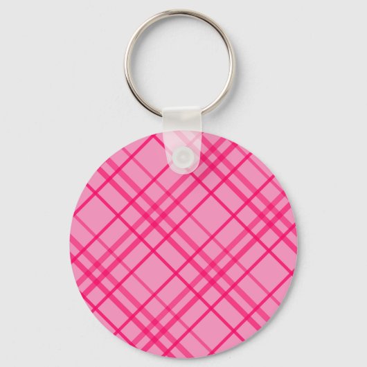 Roze op roze rasterlijn Plaid ontwerp  Sleutelhanger (Voorkant)