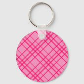 Roze op roze rasterlijn Plaid ontwerp  Sleutelhanger (Achterkant)