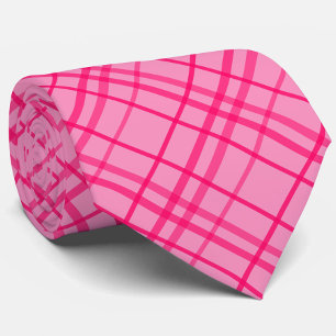 Roze op roze rasterlijn Plaid ontwerp Stropdas