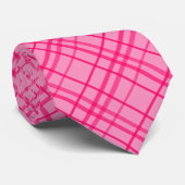 Roze op roze rasterlijn Plaid ontwerp  Stropdas (Opgerold)