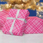 Roze op roze Tartan Plaid Pattern Design Cadeaupapier