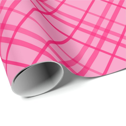 Roze op roze Tartan Plaid Pattern Design Cadeaupapier (Rol Hoek)