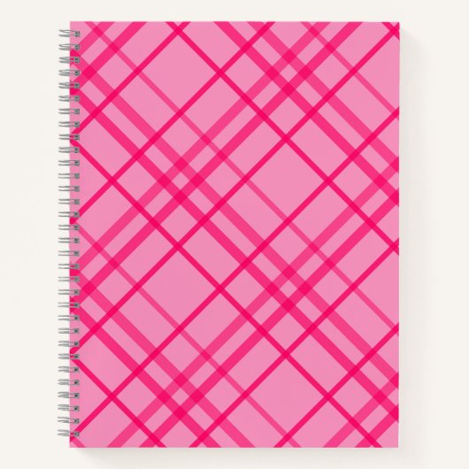 Roze op roze Tartan Plaid Pattern Design Notitieboek (Voorkant)