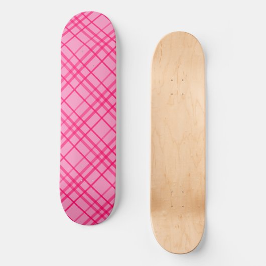 Roze op roze Tartan Plaid Pattern Design Persoonlijk Skateboard (Voorkant)