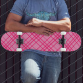 Roze op roze Tartan Plaid Pattern Design Persoonlijk Skateboard