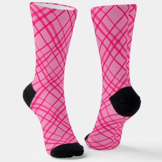 Roze op roze Tartan Plaid Pattern Design Sokken