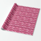 Roze op Roze Waterverf Wavy Lines Cadeaupapier (Uitgerold)