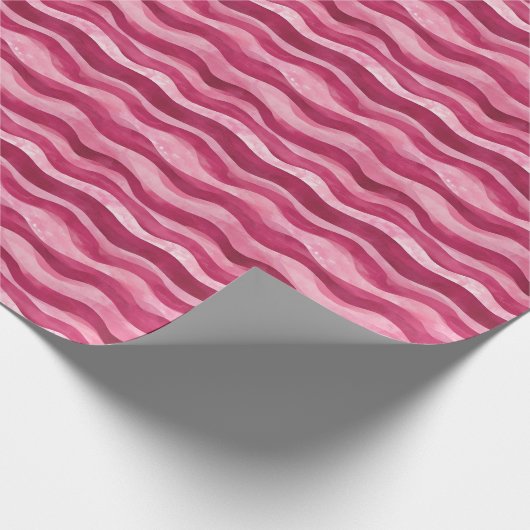 Roze op Roze Waterverf Wavy Lines Cadeaupapier (Hoek)