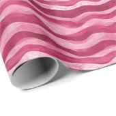 Roze op Roze Waterverf Wavy Lines Cadeaupapier (Rol Hoek)