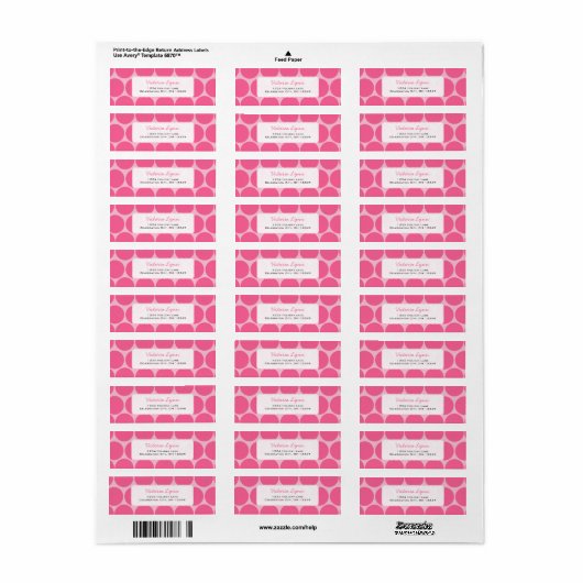 Roze op roze witte Stippen Teruggeven adreslabel Etiket (Full Sheet)