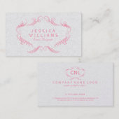 Roze op wit Floral Lijst Visitekaartje (Voorkant / Achterkant)