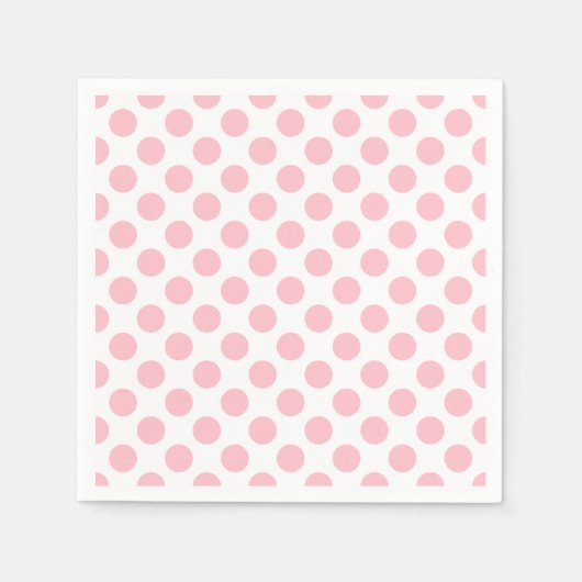 Roze op Wit Groot Grootte Polka Dots Paper Servet (Voorkant)