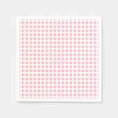 Roze op Wit Medium Horizontale Polka Dots Papier Servet (Voorkant)