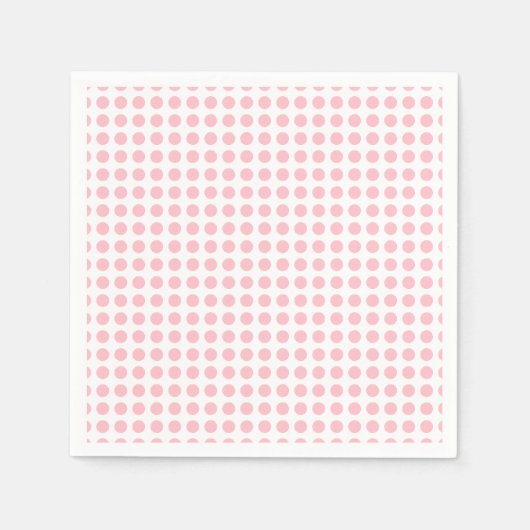Roze op Wit Medium Horizontale Polka Dots Papier Servet (Voorkant)
