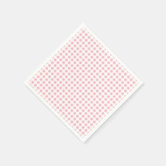 Roze op Wit Medium Horizontale Polka Dots Papier Servet (Hoek)