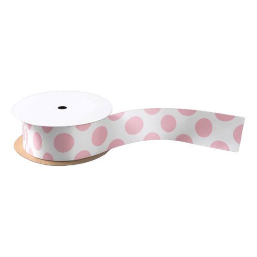 Roze op Wit Medium Size Polka Dots Lint (Spoel)