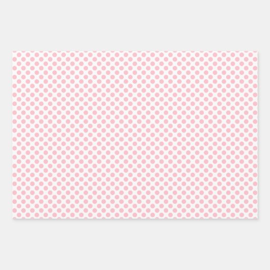Roze op Wit Verschillende Maten Polka Dots Inpakpapier Vel (Voorkant 3)