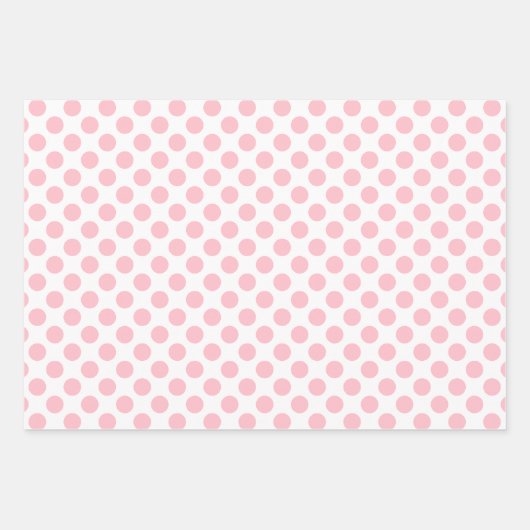 Roze op Wit Verschillende Maten Polka Dots Inpakpapier Vel (Voorkant 2)