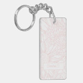 Roze op witte chrysanten met foto sleutelhanger (Voorkant Links)