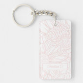 Roze op witte chrysanten met foto sleutelhanger (Voorkant)
