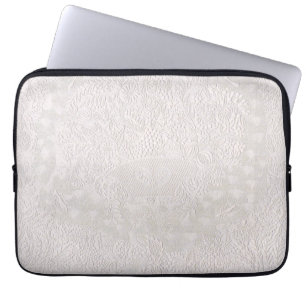 Roze op witte decoratieve kant laptop sleeve
