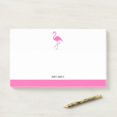 Roze op Witte Flamingo & Rand met Naam Post-it® Notes (Op bureau)