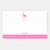 Roze op Witte Flamingo & Rand met Naam Post-it® Notes (Voorkant)