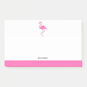 Roze op Witte Flamingo & Rand met Naam Post-it® Notes