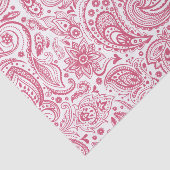 Roze op witte flora paisleypatroon tissuepapier (Detail)