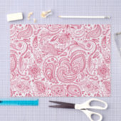 Roze op witte flora paisleypatroon tissuepapier (Craft)