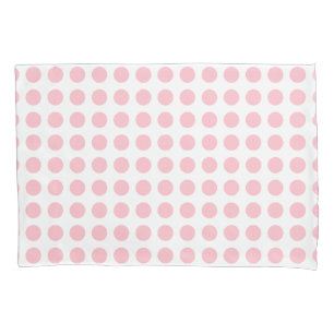 Roze op Witte Grote Grootte Horizontale Polka Dots Kussensloop